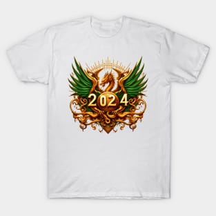 Wooden Gold Green Dragon 2024 No.5 T-Shirt